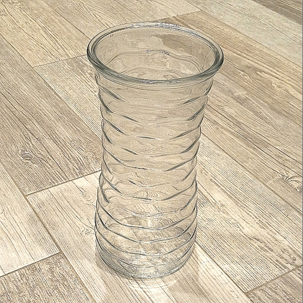 Textured Clear Glass Vase 9.5 Inches Tall